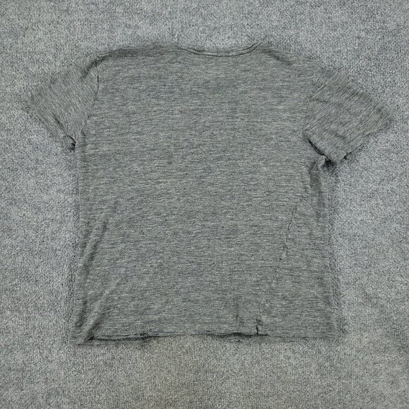 AllSaints Shirt Women's Medium Gray Faxley Crew Neck Short Sleeve Stretch Linen - Picture 6 of 13